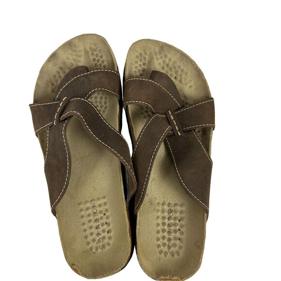 Covington Womens Brown Leather Slide Sandals Size 7 - Picture 4 of 7